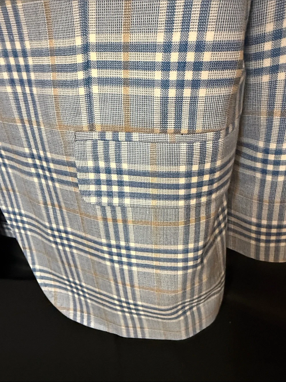 Light Blue Plaid Men's Sport Coat with Tan Windowpane